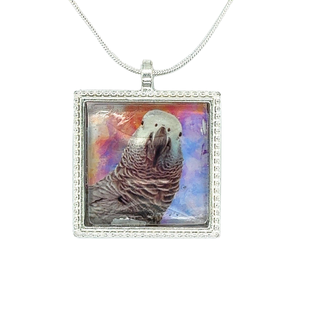 African Gray Pendant with Snake Necklace