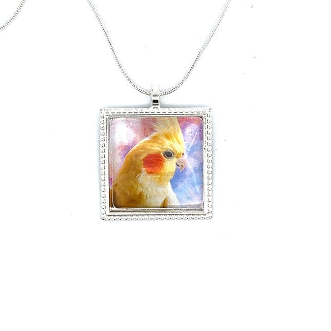 Cockatiel Pendant with Snake Necklace