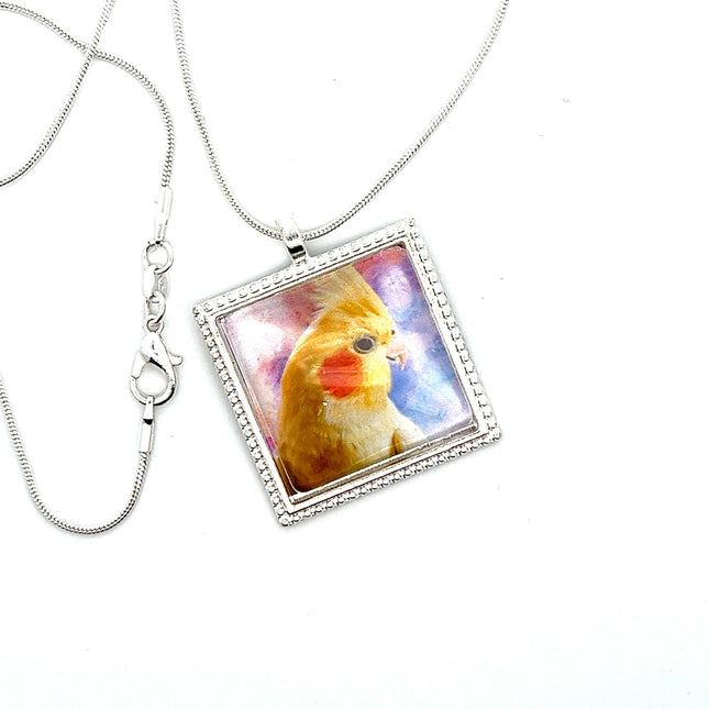 Cockatiel Pendant with Snake Necklace