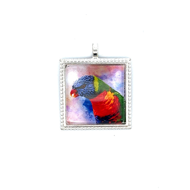 Rainbow Lorikeet Pendant with Snake Necklace