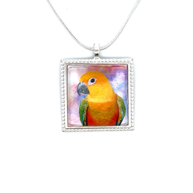 Jenday Conure Pendant with Snake Necklace