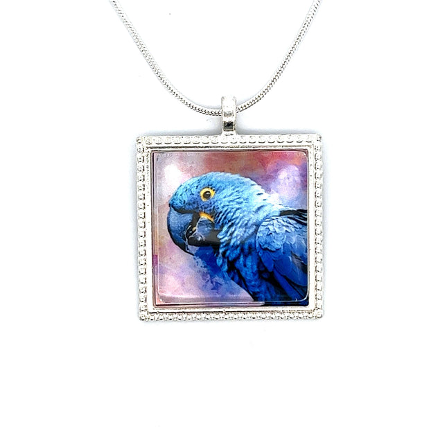 Hyacinth Macaw Pendant with Snake Necklace