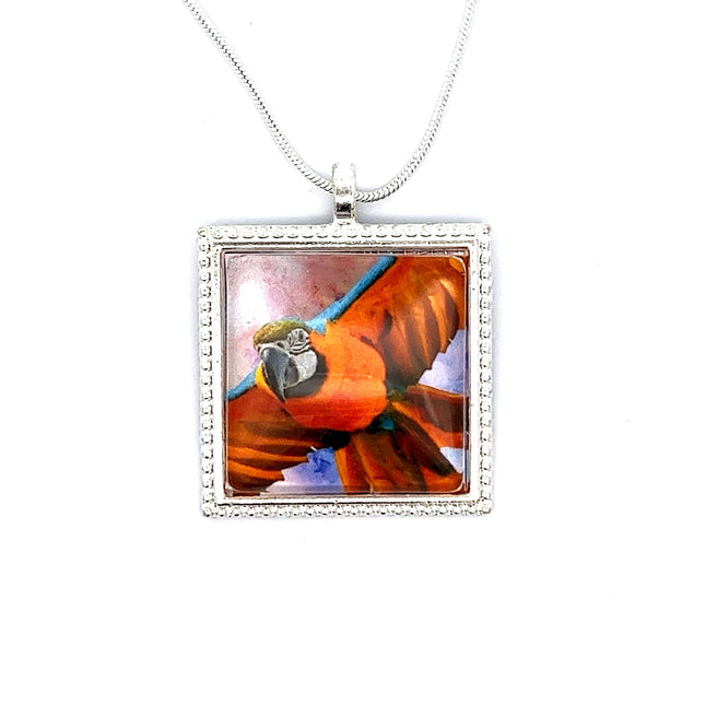 Macaw Pendant with Snake Necklace