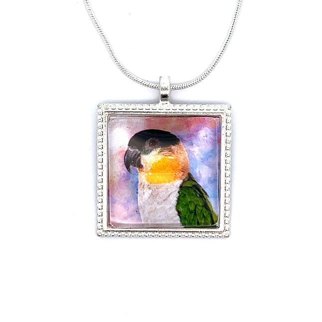 Black Cap Caique Pendant with Snake Necklace