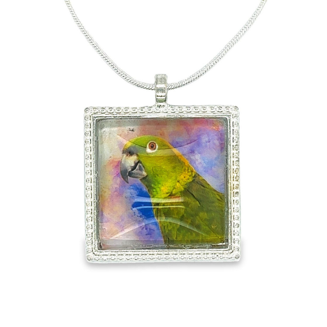 Amazon Parrot Pendant with Snake Necklace