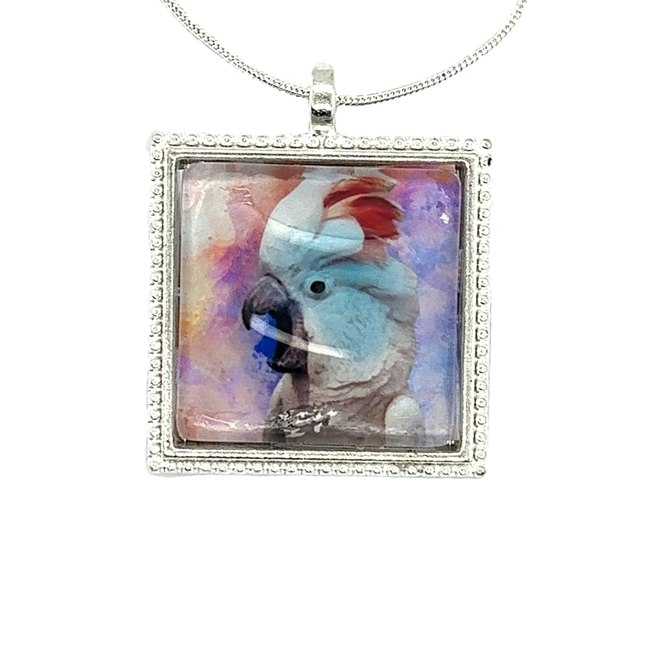 Cockatoo Pendant with Snake Necklace