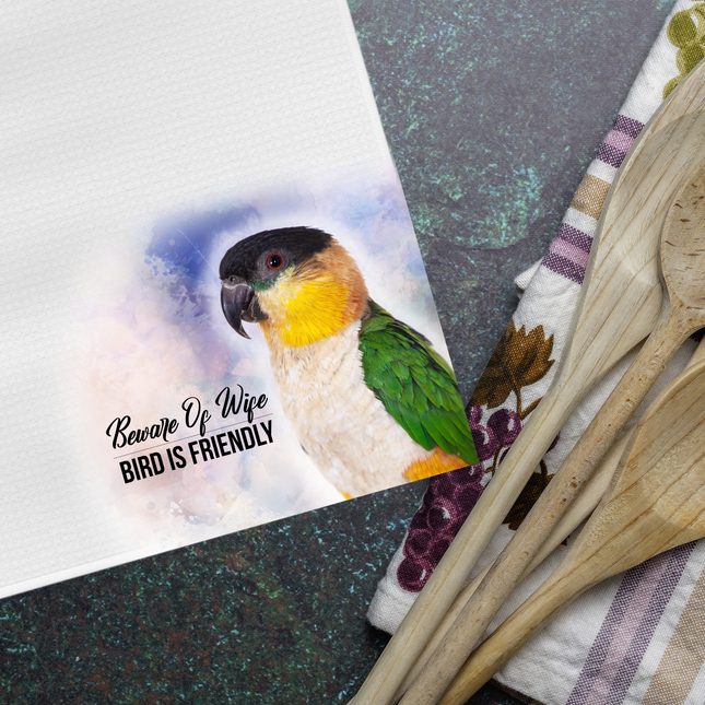 Black Cap Caique Tea Towel