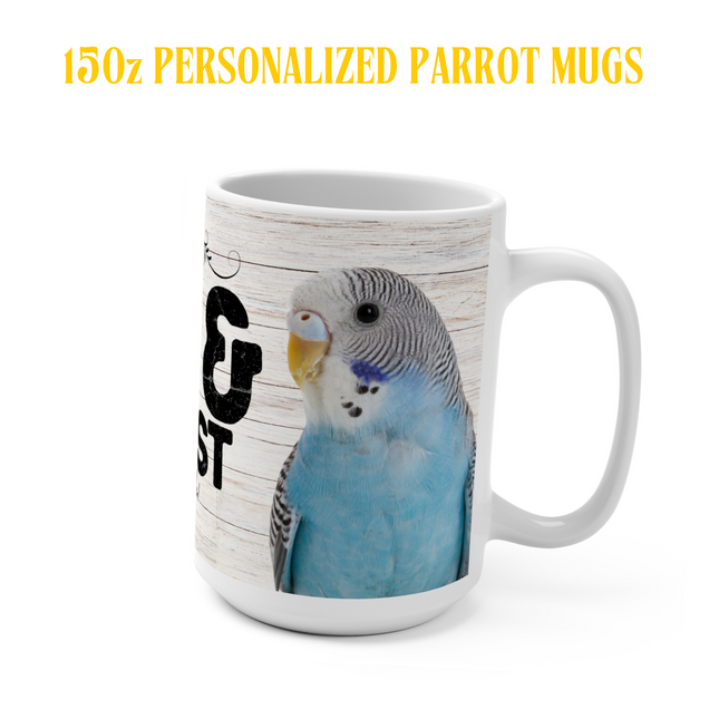 Personalized Blue Parakeet Coffee Mug