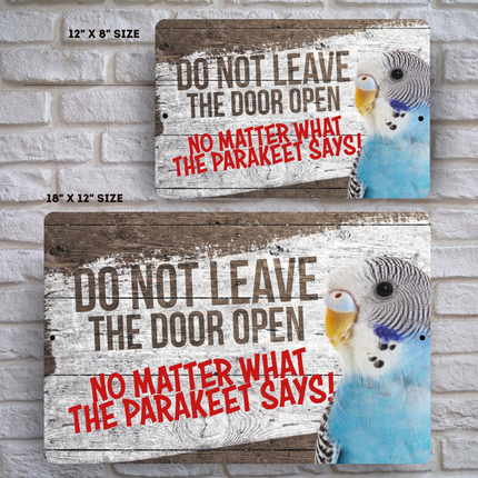 Blue Parakeet Close The Door Sign 🦜 😀