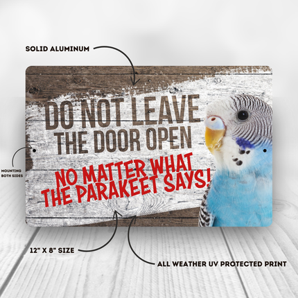 Blue Parakeet Close The Door Sign 🦜 😀