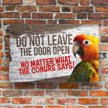 Sun Conure Close The Door Sign 🦜 😀