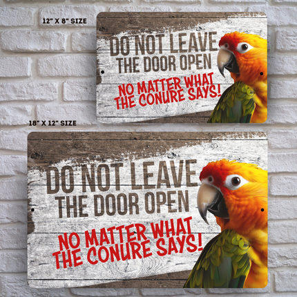 Sun Conure Close The Door Sign 🦜 😀