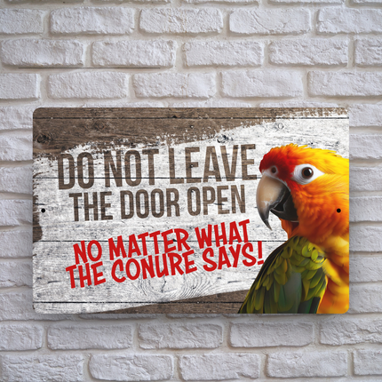 Sun Conure Close The Door Sign 🦜 😀