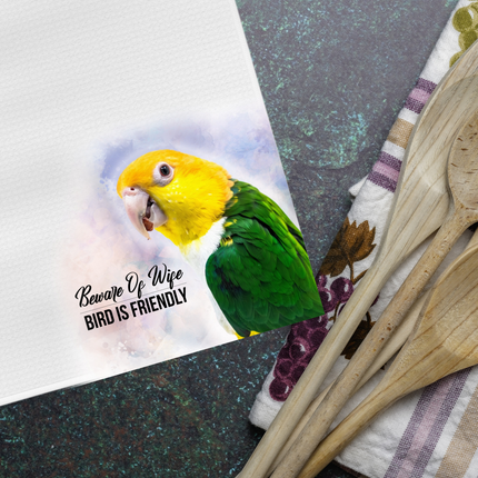 White Belly Caique Tea Towel