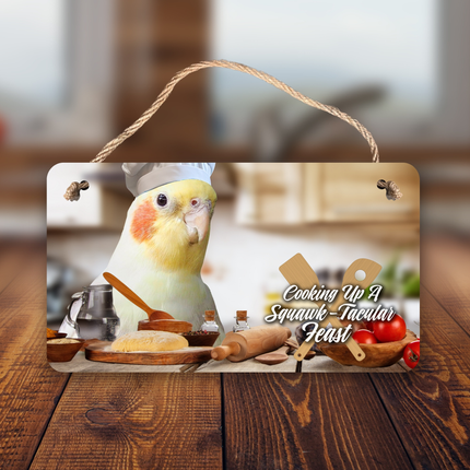 Yellow Cockatiel Chef Sign