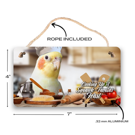 Yellow Cockatiel Chef Sign