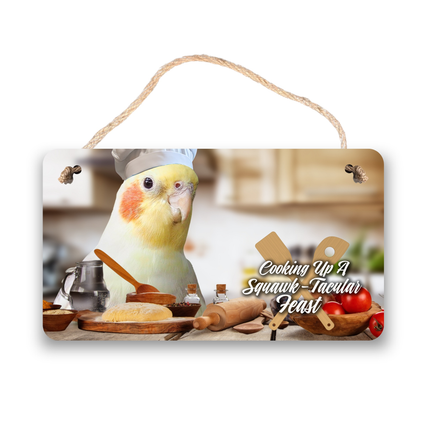 Yellow Cockatiel Chef Sign