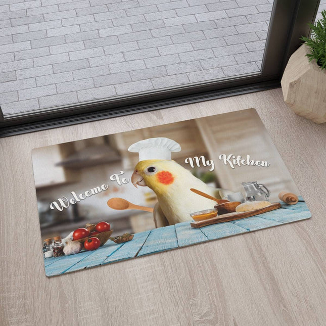 Yellow Cockatiel Kitchen Floor Mat