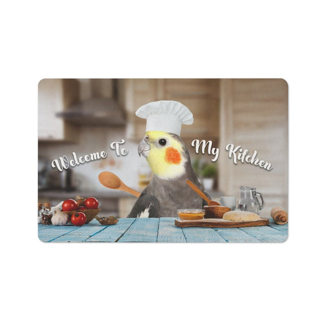 Gray Cockatiel Kitchen Floor Mat