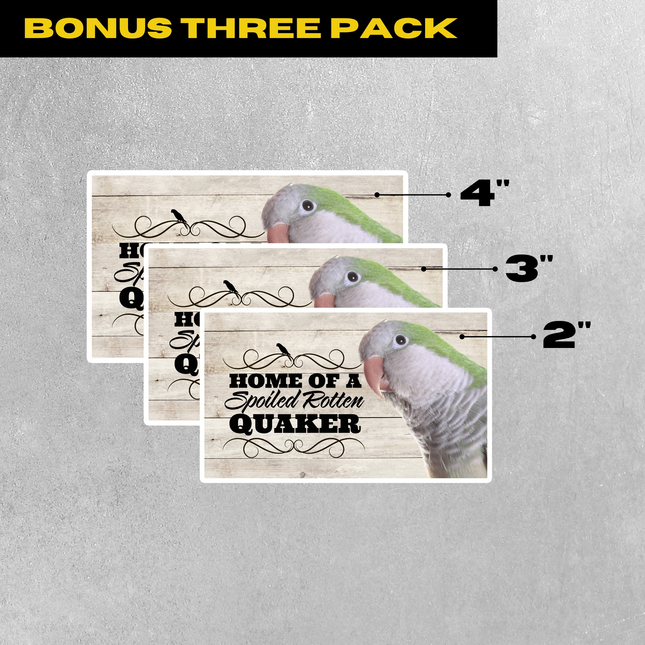 Spoiled Rotten Quaker Parrot 3 Piece Sticker Pack