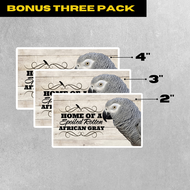 Spoiled Rotten African Gray 3 Piece Sticker Pack