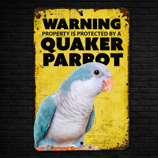 Blue Quaker Parrot Warning Sign