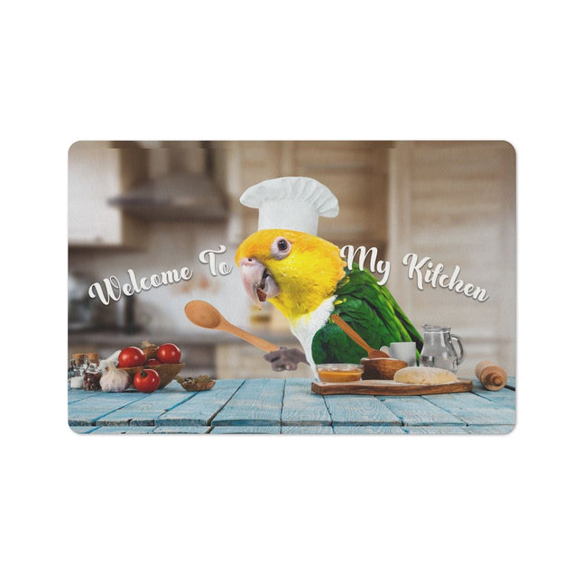 White Bellied Caique Kitchen Floor Mat