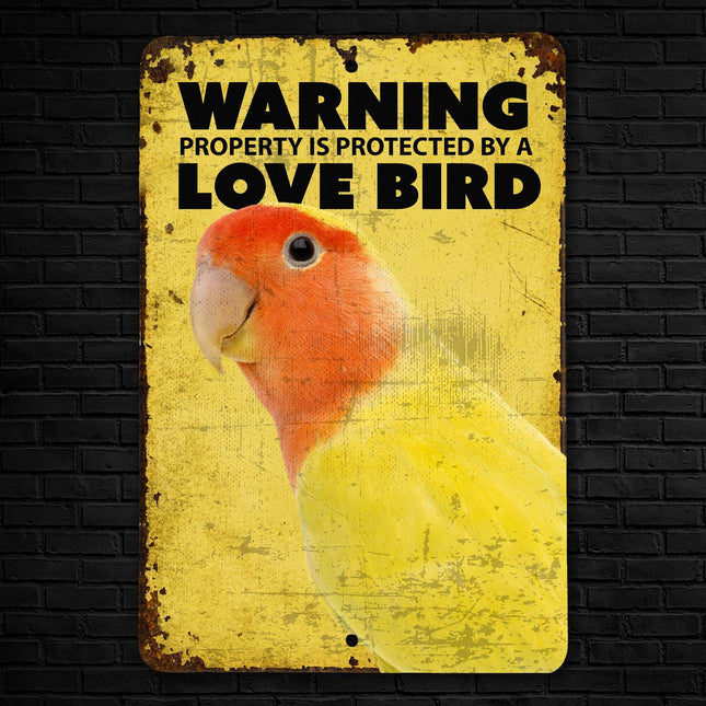 Peach Face Lovebird Warning Sign