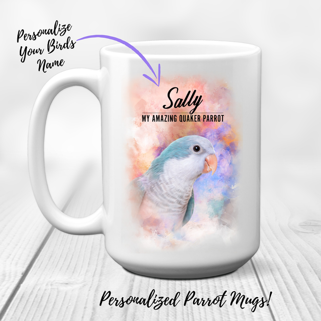 Personalized Blue Quaker Parrot Mug