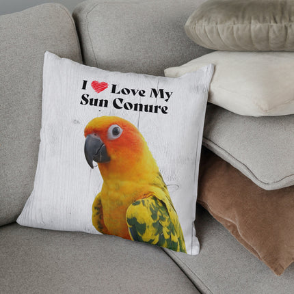 Sun Conure Square Throw Pillow