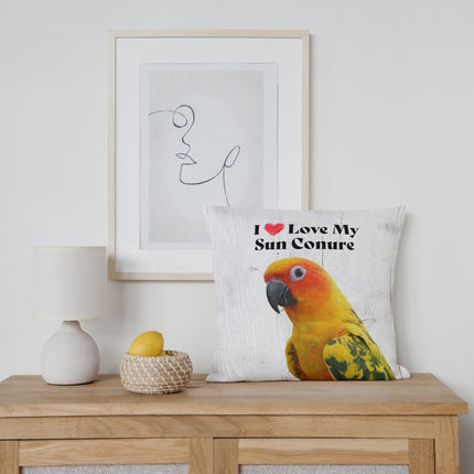 Sun Conure Square Throw Pillow